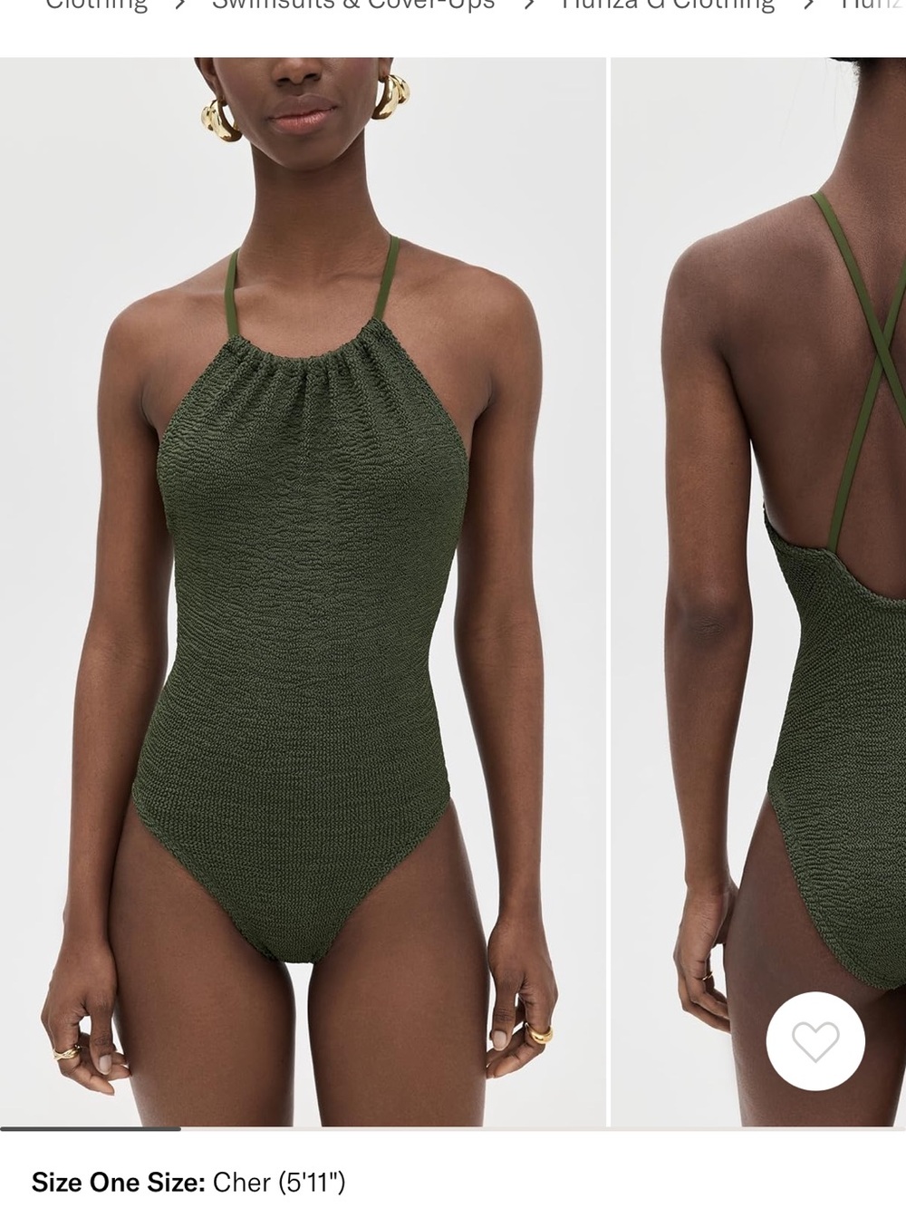 Hunza G Olive Portia One Piece Swimsuit